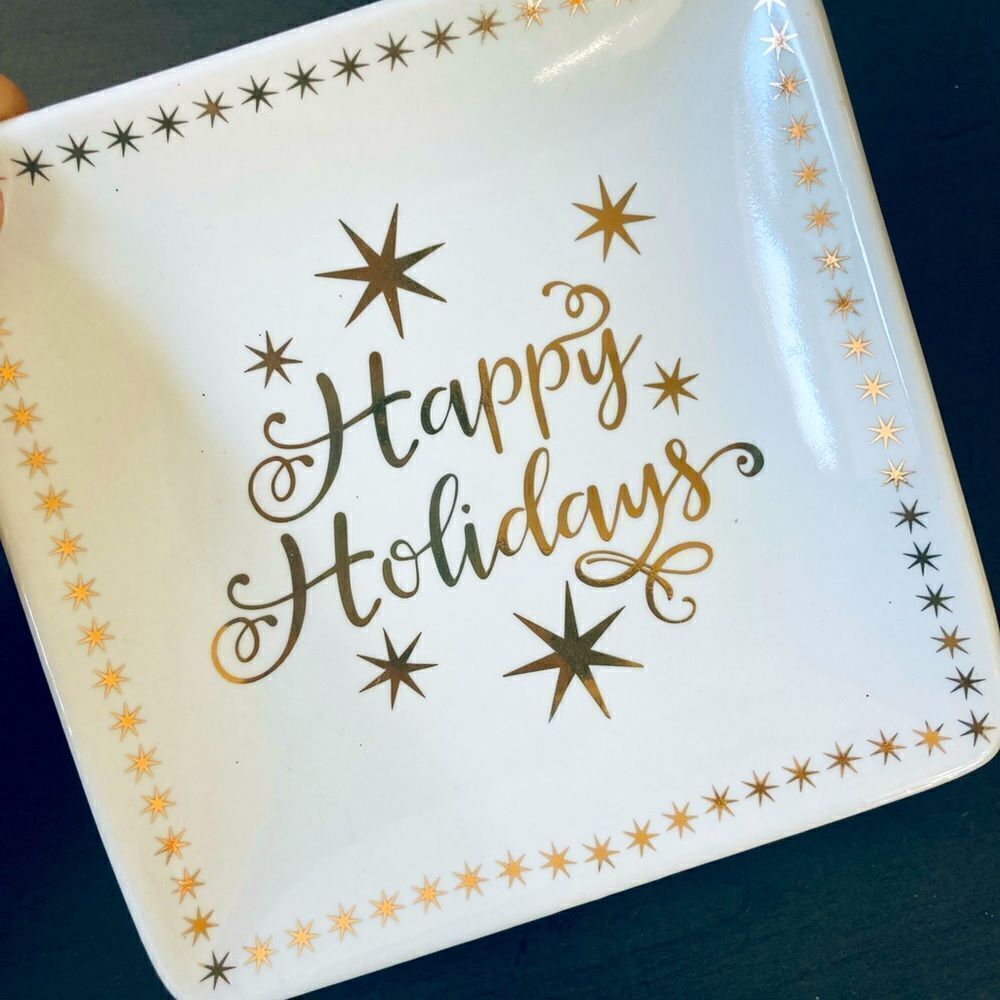 Ceramic “Happy Holidays” Decor Trinket Tray